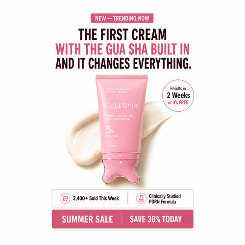 PDRN Collagen Gua Sha Cream with gua sha tool, promoting face and neck firming, results in 2 weeks.