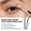 Cellovia lash renewal serum being applied to eyelashes with a clear spoolie applicator for fuller-looking lashes.