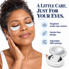 Cellovia LED eye massage device with EMS technology for anti-wrinkle care, worn under eyes by a smiling woman.