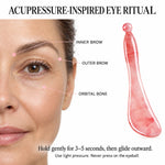 Cellovia sakura pink resin cooling eye massage wand showing facial acupressure points for skincare application