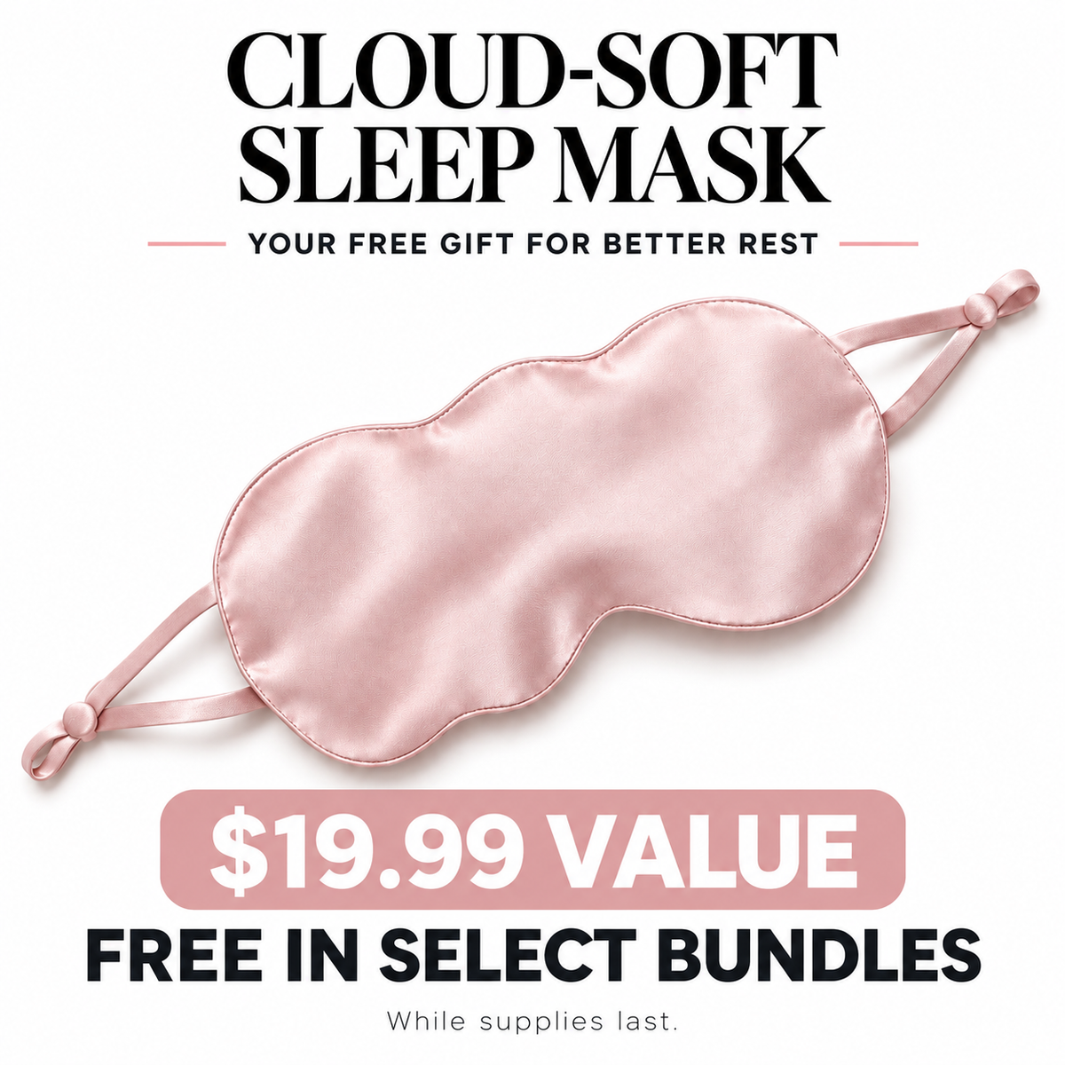 Cellovia pink mulberry silk sleep mask with adjustable ear hooks for light blocking and comfortable rest.