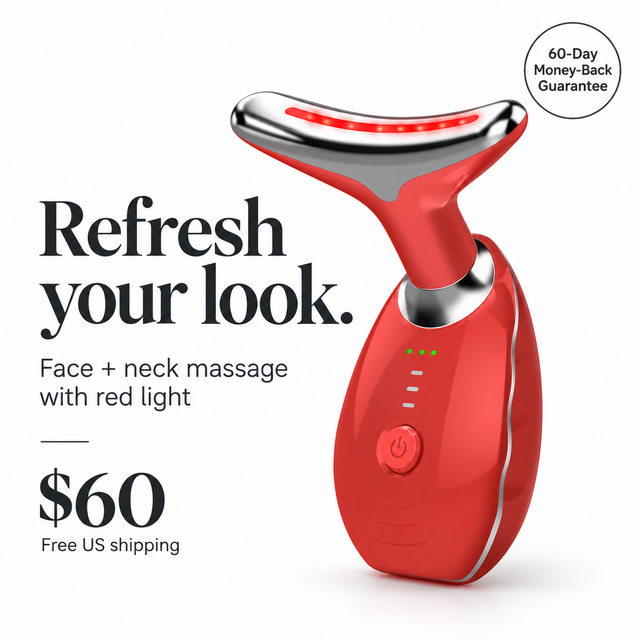 Cellovia red light facial and neck rejuvenation massager with ergonomic design and multiple intensity settings.