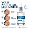 Cellovia retinol and collagen hydrating face serum bottle with a three-step nighttime application guide.